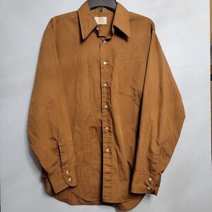 VTG 70's KENT Collection by Arrow Decton Perma-Iron Brown Long Sleeve Shirt XL